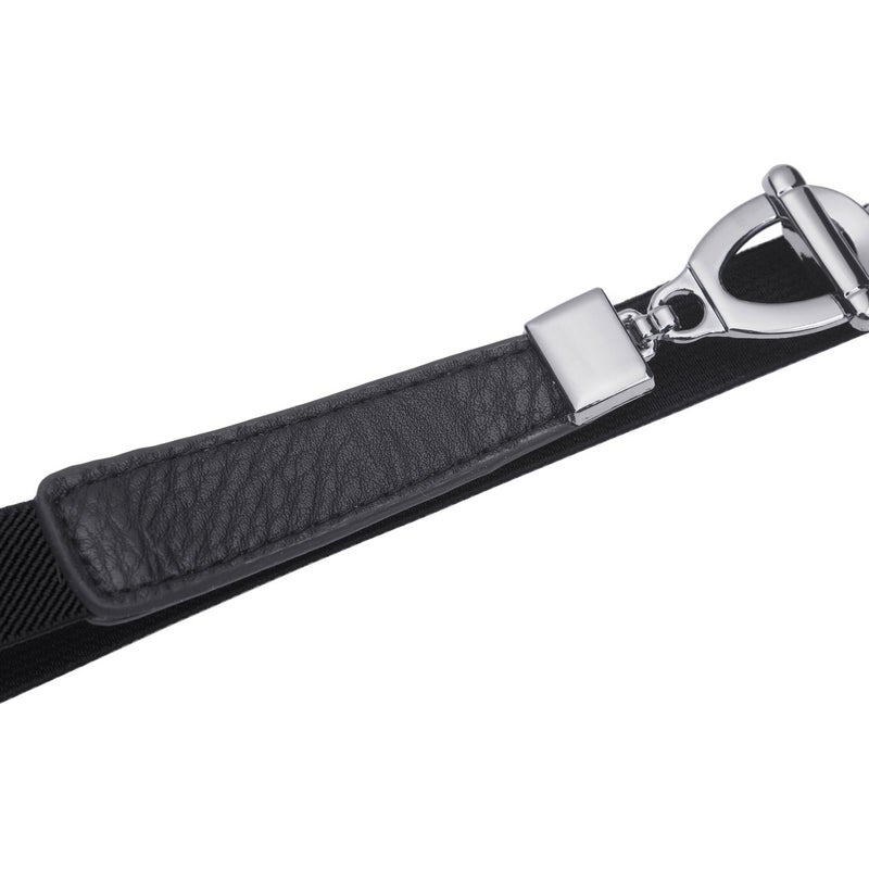 Syuer Womens 0.8" Width Skinny Elastic Waist Belt Stretch Cinch Belt Thin Belt (S-M (26"-32"), Black) - Image 5